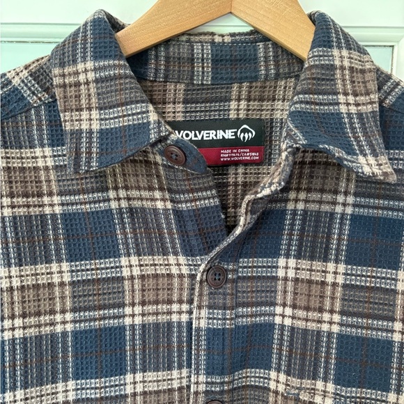 Wolverine Heavyweight Shirt Men's Large Brown Plaid Long Sleeve Button Down - Picture 2 of 8